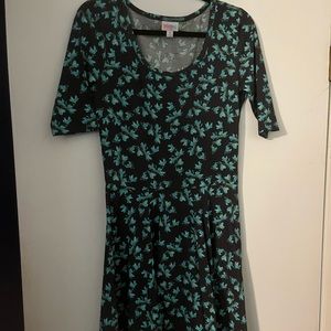 LuLaRoe Nicole dress, size m, black and turquoise.